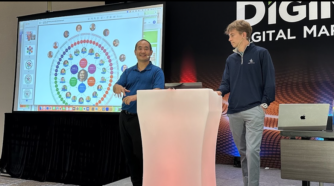 Jack Wendt and Dennis Yu presenting the Content Factory at DigiMarCon